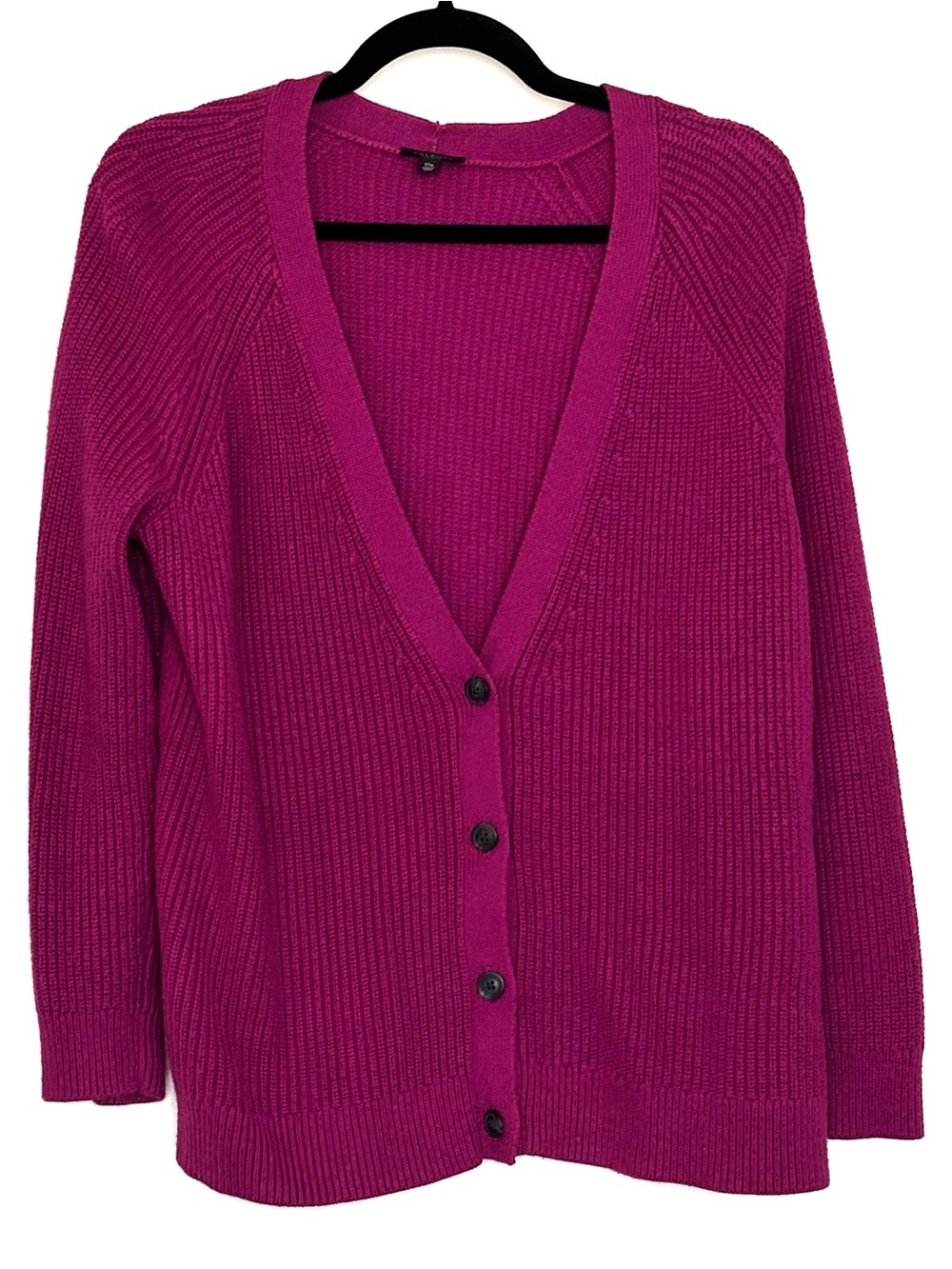 Talbots Shaker Stitch V-Neck Cardigan Magenta Size 1XP - Picture 2 of 5